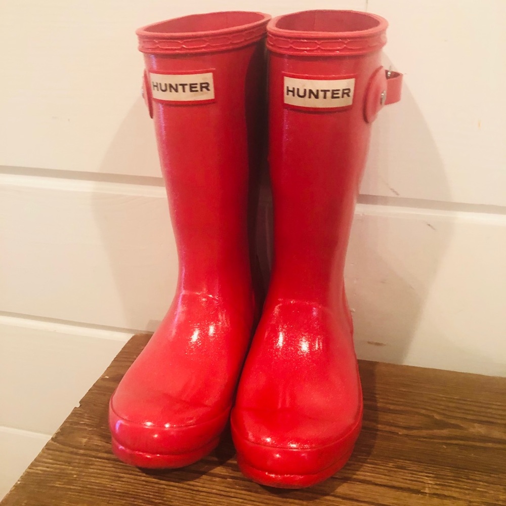 HUNTER BOOTS pink glitter, size 12